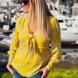 CABI/ Yellow Anchor Blouse/ SMALL
